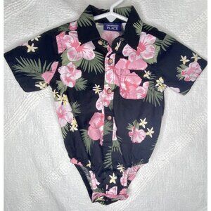 The Children’s Place Baby Boy size 6-9M Summer Tropical Floral Button Bodysuit